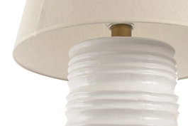 DKD Home Decor Lámpara de Sobremesa Urban (2 Unidades) - Blanco Beige, Porcelana y Lino, 45 x 72.5 x 45 cm, Tipo E27