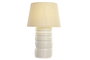 DKD Home Decor Lámpara de Sobremesa de Porcelana y Lino Blanco y Beige