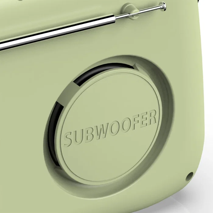 Haeger RB-GRE.001A Radio Portátil Analógica Retro Verde, Bluetooth 5.3, FM, USB-C, Entrada AUX, Batería Litio 1500 mAh, Autonomía 12h, Altavoces Incorporados