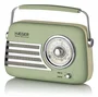 Haeger RB-GRE.001A Radio Portátil Analógica Retro Verde, Bluetooth 5.3, FM, USB-C, Entrada AUX, Batería Litio 1500 mAh, Autonomía 12h, Altavoces Incorporados