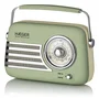 Haeger RB-GRE.001A Radio Portátil Analógica Retro Verde, Bluetooth 5.3, FM, USB-C, Entrada AUX, Batería Litio 1500 mAh, Autonomía 12h, Altavoces Incorporados