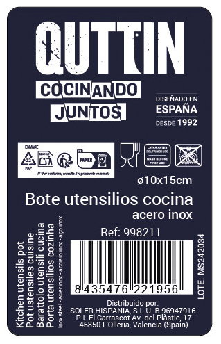 Quttin Bote Utensilios Inox Ø10x15 cm (12 Unidades)