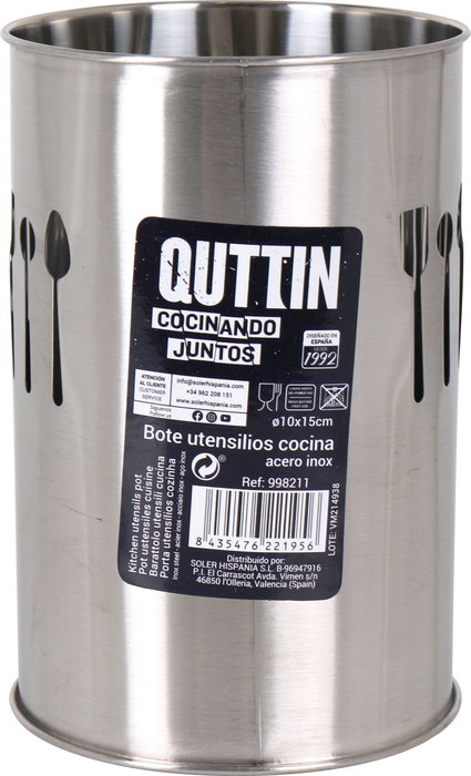 Quttin Bote Utensilios Inox Ø10x15 cm (12 Unidades)