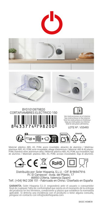Basic Home Cortafiambres Eléctrico 150W Basic Home Cortafiambres Eléctrico 150W