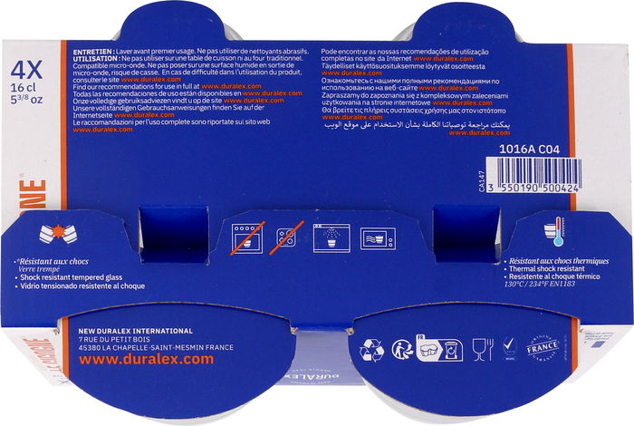 Duralex Set 4 Vasos Transparente 160 cc Gigogne (12 Cajas)