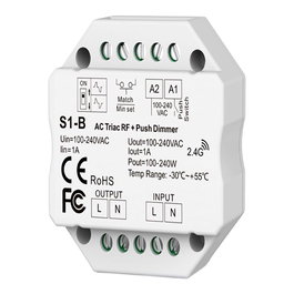 Fbright Regulador RF Triac Pastilla para Todo Tipo de Lámparas, 1.5A 100-360W 100-240V, Compatible con Mandos 30160 30161, Ø52x26mm