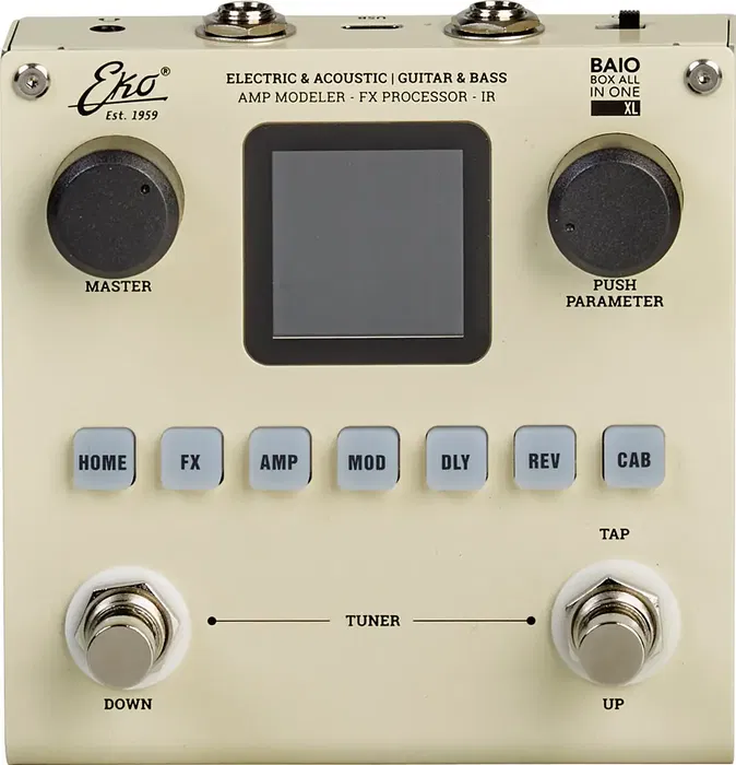 Eko BAIO XL Pedalera Multiefectos para Guitarra y Bajo Eléctrico con Batería Recargable y Bluetooth Eko BAIO XL Pedalera Multiefectos para Guitarra y Bajo Eléctrico con Batería Recargable y Bluetooth