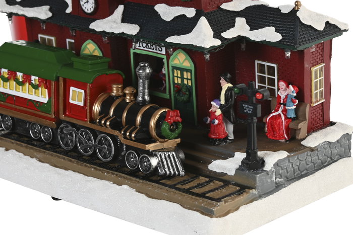 DKD Home Decor Casa Navidad Tradicional Multicolor LED Resina Movimiento Musical 16 x 25 x 32 cm