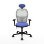 PIQUERAS Y CRESPO Silla de oficina Jorquera con mecanismo Sincro/Traslack, Azul claro y Blanco