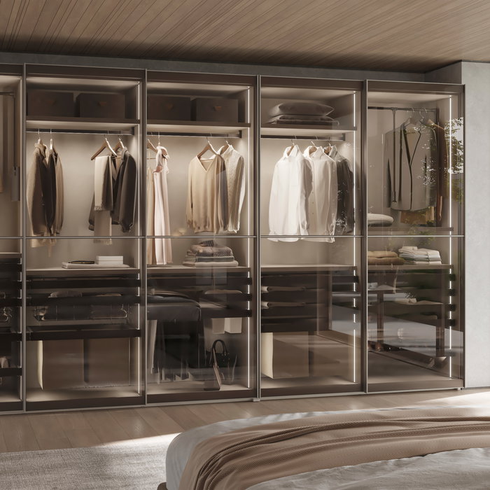 Emuca Bastidor con guías de cierre suave y extracción total para accesorios de armario Quartz, 612-638mm, Aluminio y Plástico, Titanio