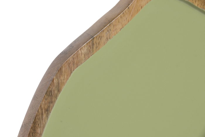 DKD Home Decor Bandeja de Mango Lacada Beige y Verde Set de 2