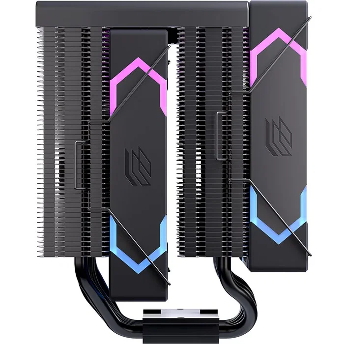 Einarex EXAC-VT-300-R-B Ventilador CPU Refrigerador de Aire 120mm RGB, Doble Ventilador Negro, PWM, Compatible con Sockets Intel LGA 1150-1851 y AMD AM4/AM5