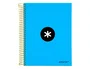 Antartik Cuaderno espiral A5 tapa forrada azul 120h 90g liso con bandas