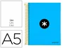Antartik Cuaderno espiral A5 tapa forrada azul 120h 90g liso con bandas