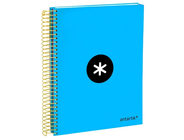 Antartik Cuaderno espiral A5 tapa forrada azul 120h 90g liso con bandas Antartik Cuaderno espiral A5 tapa forrada azul 120h 90g liso con bandas