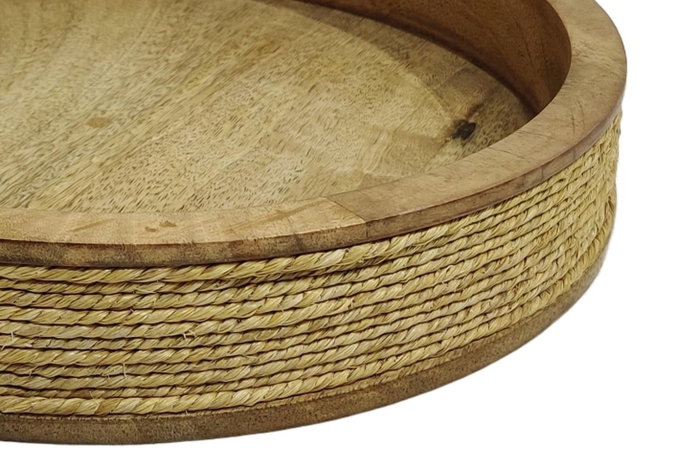 DKD Home Decor Centro Mesa Indianrope Cottage Marron Mango Cuerda Hierro 30 x 30 x 10 cm