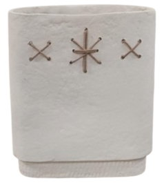 DKD Home Decor Jarrón de Fibra de Papel y Cuerda Blanco 23x8x25,5 cm