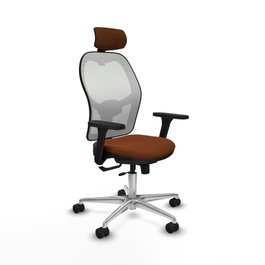 PIQUERAS Y CRESPO Silla de oficina Jorquera con mecanismo Sincro/Traslack, Marrón y Blanco