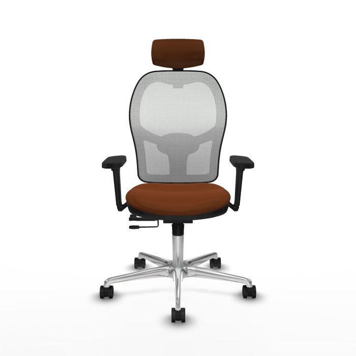 PIQUERAS Y CRESPO Silla de oficina Jorquera con mecanismo Sincro/Traslack, Marrón y Blanco