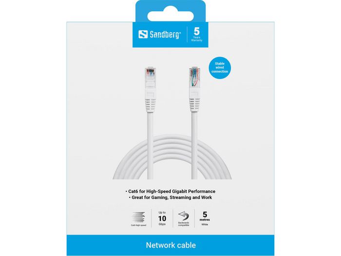 Sandberg Cable de Red UTP Cat6 5m para Ethernet Gigabit LAN Router Switch