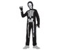 Disfraz Esqueleto Niño Halloween - Capucha, Mono y Guantes - Talla 5-6 Años - Poliéster Negro