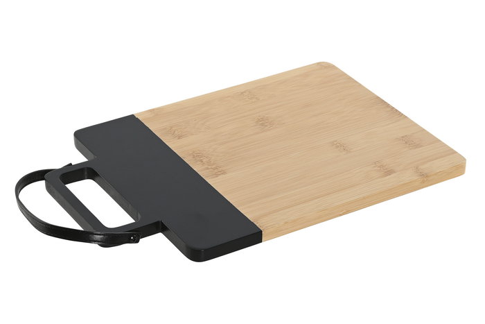 DKD Home Decor Tabla Cortar Bambú y PU Negro Natural 21 x 1.1 x 35.5 cm