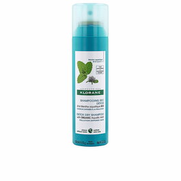 Klorane Champú Seco a la Menta Acuática Bio Detox con Efecto Hielo, 150 ml