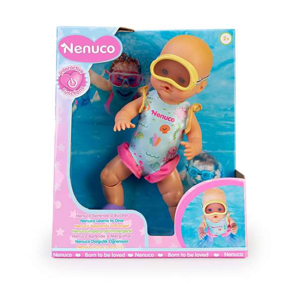 Famosa Nenuco Muñeco Aprende a Bucear 35 cm - Mueve piernas y nada solo, Juguete para niños 3 a 6 años