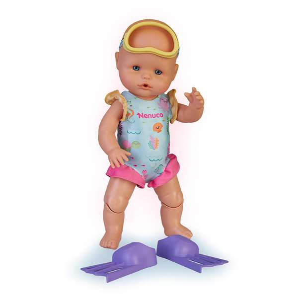 Famosa Nenuco Muñeco Aprende a Bucear 35 cm - Mueve piernas y nada solo, Juguete para niños 3 a 6 años