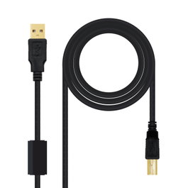 Nanocable Cable USB 2.0 para Impresora, USB A a USB B Macho, 2 m, Negro