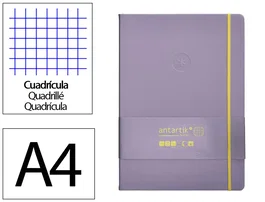 Antartik Cuaderno A4 Tapa Dura Hojas Cuadriculadas Morado y Amarillo 100 Hojas 80gr FSC