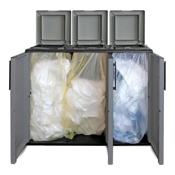 Art Plast Armario Bajo de Reciclaje Selectivo Easy con 3 Tapas, Polipropileno Reciclable, Gris Oscuro, 102 x 37 x 84 cm Art Plast Armario Bajo de Reciclaje Selectivo Easy con 3 Tapas, Polipropileno Reciclable, Gris Oscuro, 102 x 37 x 84 cm