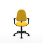 Silla de oficina Algarra con mecanismo Contacto permanente básico tapizada con Similpiel color Amarillo. Equipada con Base poliamida negra, Brazos 1D y Ruedas de nailon 50 mm
