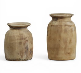 DKD Home Decor Jarrón de Madera Nepal Surtido Natural 14x14x23 cm