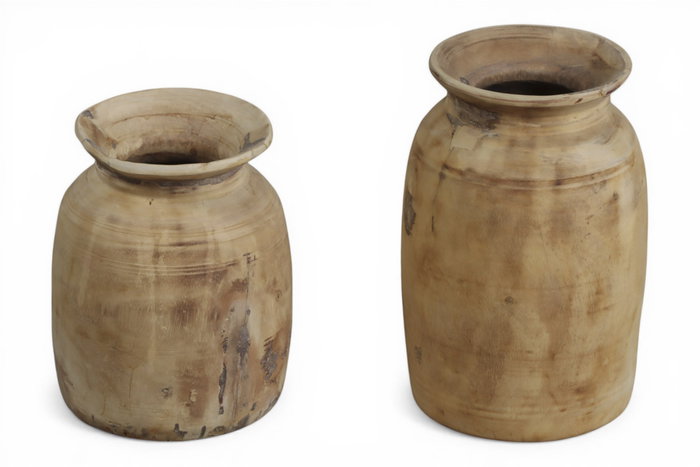 DKD Home Decor Jarrón de Madera Nepal Surtido Natural 14x14x23 cm