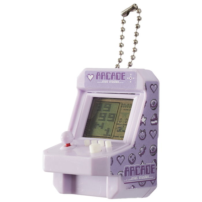 Mister Gadget Llavero 26 Juegos Arcade Lila, Verde Plástico Con 26 Juegos Incluye Pilas AG13 LRR44 4x4 cm h.6 cm