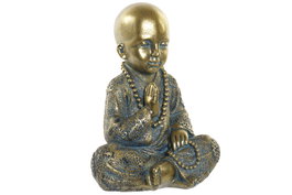 DKD Home Decor Figura de Monje Envejecido Dorado en Resina