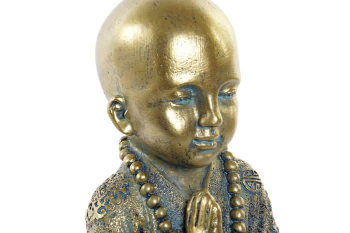 DKD Home Decor Figura de Monje Envejecido Dorado en Resina