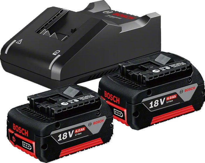 Bosch Kit de 2 Baterías 4,0Ah + Cargador GAL 18V-40 Professional Bosch Kit de 2 Baterías 4,0Ah + Cargador GAL 18V-40 Professional