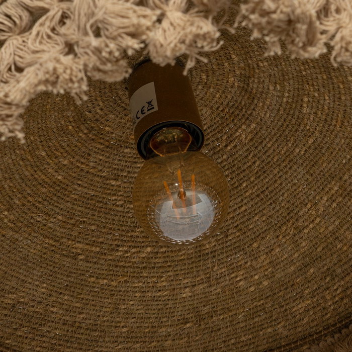 Lampara Techo Beige Fibra Natural 40 X 40 X 12 cm Lampara Techo Beige Fibra Natural 40 X 40 X 12 cm