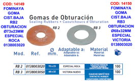 FOMINAYA Goma de obturación para cisterna baja RB2 Ø73x23mm compatible con ROCA