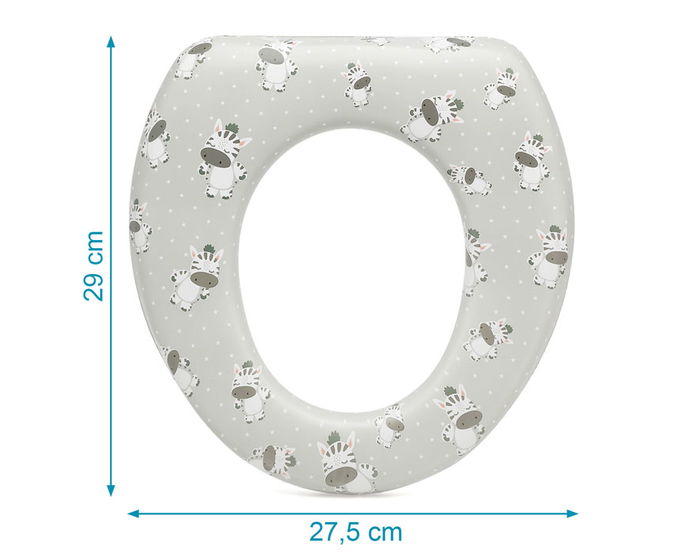 KioKids Reductor WC Acolchado Cebras para Niños +12 Meses Gris Universal