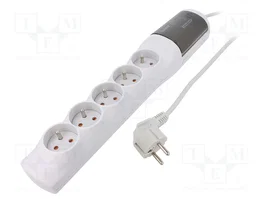 HSK DATA Regleta de alimentación ACAR XP STANDARD 3 GREY con 5 tomas y cable de 3m