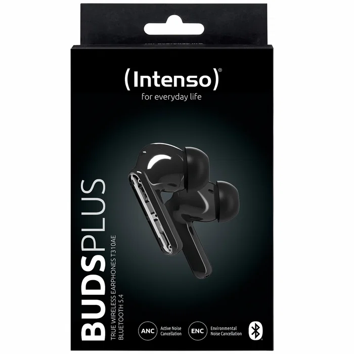 Intenso T310AE Auriculares True Wireless In-Ear Bluetooth 5.4 con Cancelación de Ruido ANC, Cancelación de Ruido en Llamadas ENC, Modo Juego, Negro