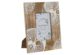 DKD Home Decor Marco Foto 10x15 National 24a Blanco Natural Mango Cristal 20x25 cm (2 Unidades)