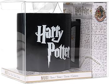 Sd Toys Taza Harry Potter Logo Cerámica Negra Oficial Apta Microondas y Lavavajillas
