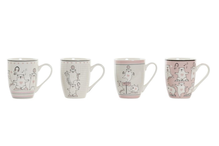DKD Home Decor Mug Kids Rosa Blanco Porcelana 350ml con Osos (12 Unidades) Apto Microondas y Lavavajillas 8 x 11 x 12 cm DKD Home Decor Mug Kids Rosa Blanco Porcelana 350ml con Osos (12 Unidades) Apto Microondas y Lavavajillas 8 x 11 x 12 cm