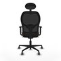 Silla de oficina Jorquera con mecanismo Sincro tapizada con Tela color Marrón oscuro y malla color Negro. Equipada con lumbar 1D, Brazos 1D, Cabecero Fijo y Ruedas 65 mm parqué