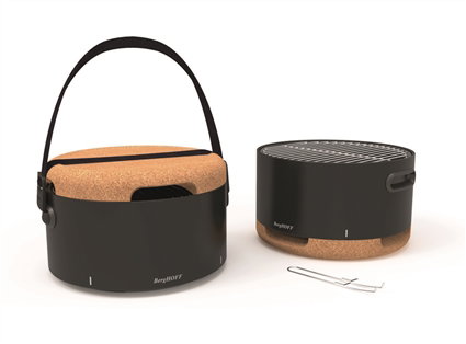 Berghoff 2415601 Barbacoa Portátil Negra, Premiada con Red Dot, Compacta y Elegante para Jardín o Terraza