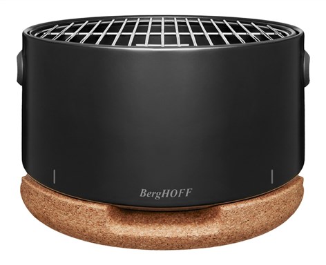 Berghoff 2415601 Barbacoa Portátil Negra, Premiada con Red Dot, Compacta y Elegante para Jardín o Terraza
